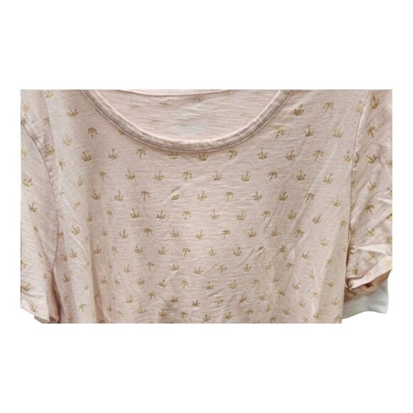 Lane Bryant T-Shirt Size 18/20 Pink w Gold Metallic Palm Trees Short Sleeve Tee - Picture 4 of 11